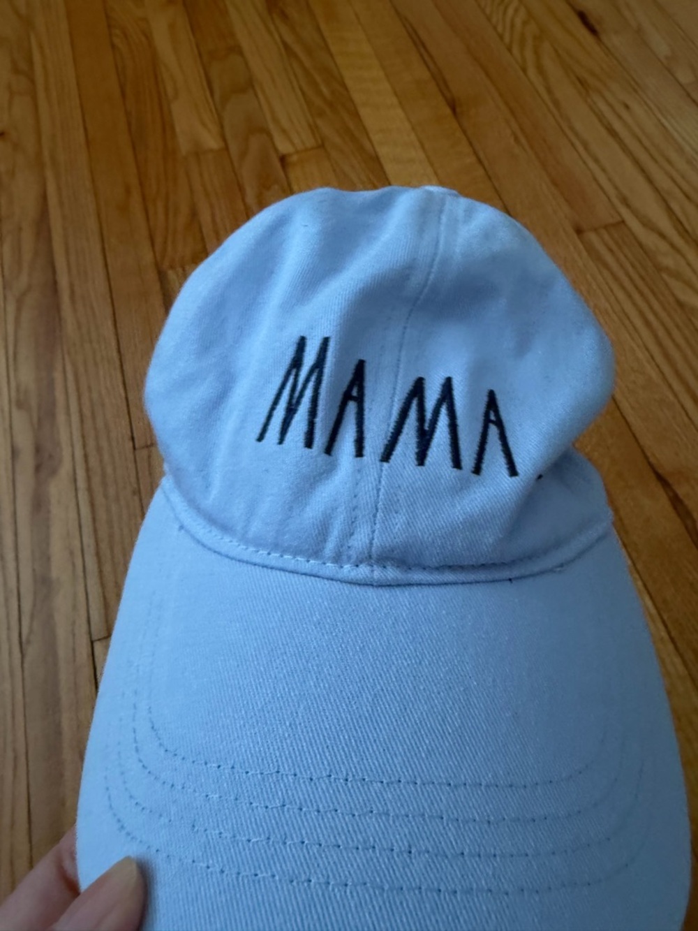 NWOT Rae Dunn MAMA 100% cotton Embroidered Baseball Cap Light Blue